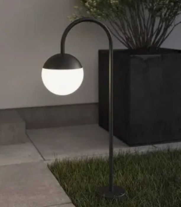 Lampa Ogrodowa Czarna Kula okrągła do ogrodu Stojąca 70 cm stal nierdz