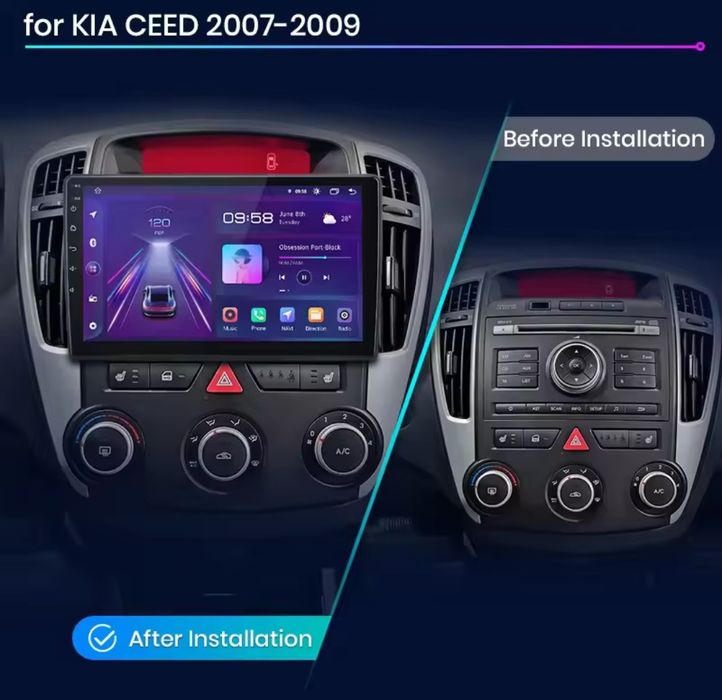 Rádio 9" Android Kia Ceed 2007-09 Carplay GPS wifi Bluetooth NOVO