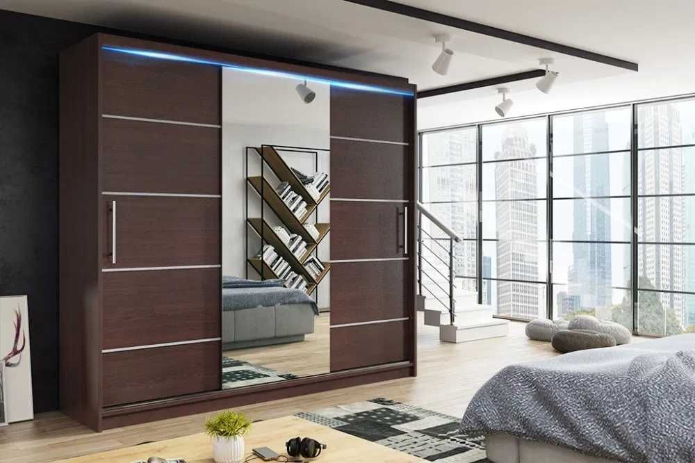 Szafa Przesuwna Garderoba z lustrem TIO3 180cm do Salonu i Sypialni