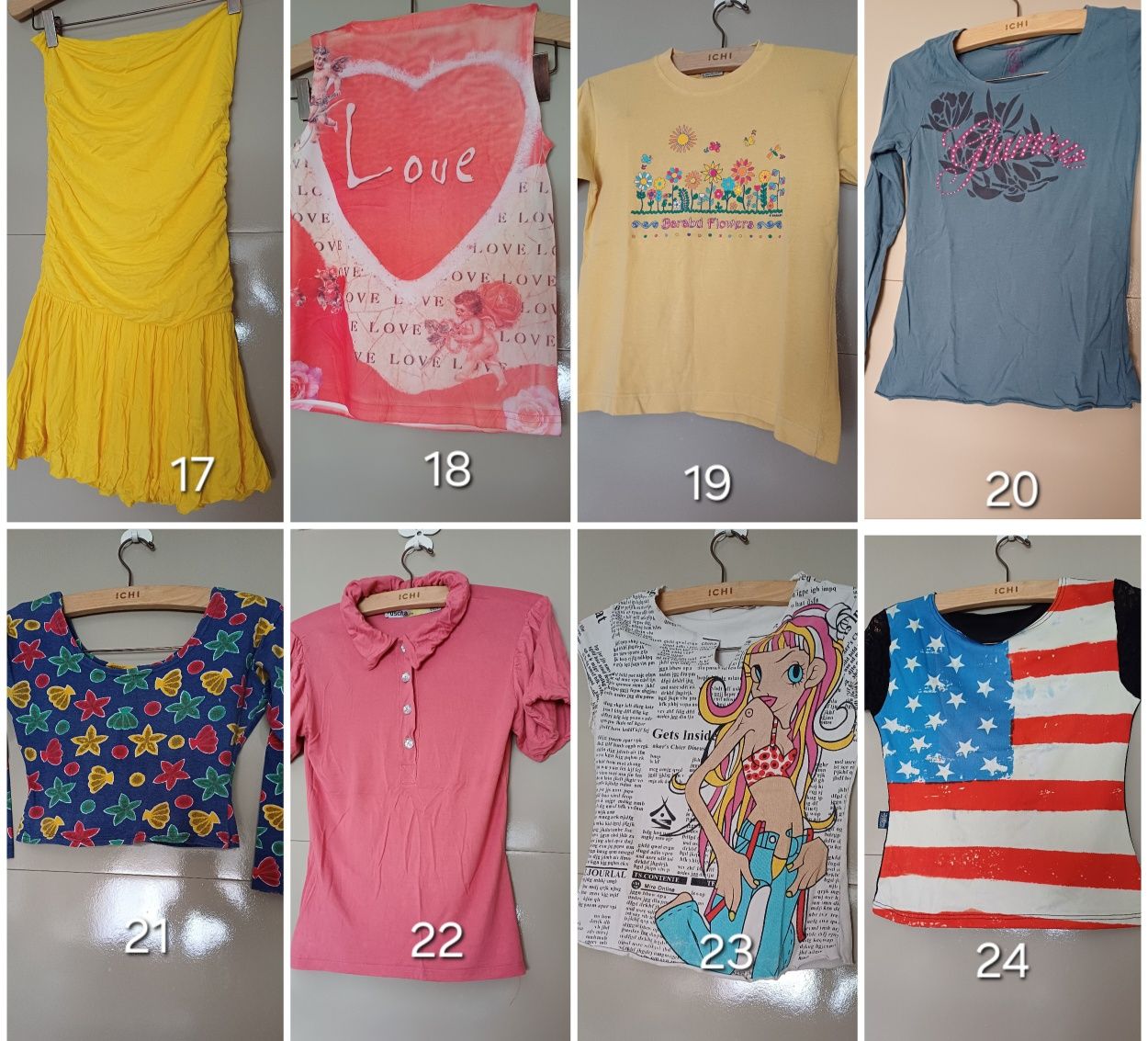 Blusas e tops tamanho S/M.
Roupa de senhora. 
Em bom estado.