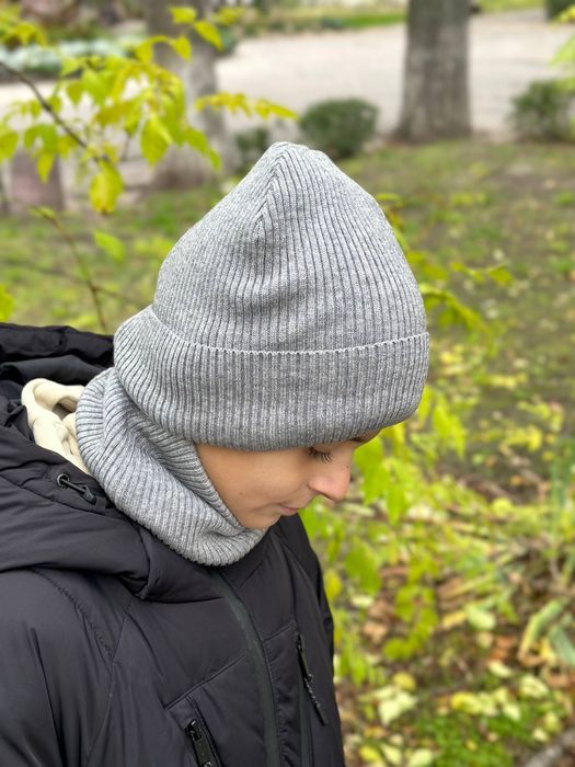Комплект для хлопчика шапка та хомут зимовий