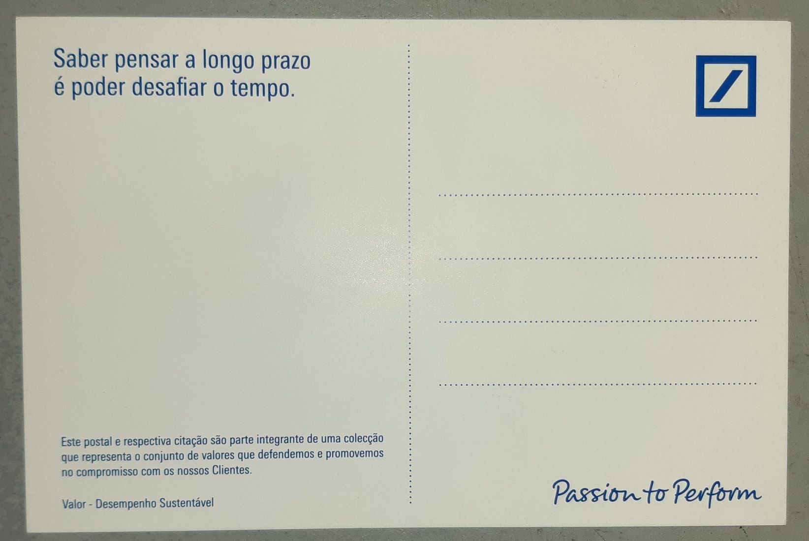 Colecção completa 6 postais banco Deutsche Bank Portugal - Novos