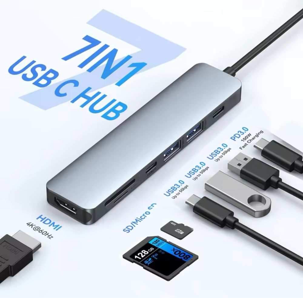 Adaptador USB C 7 em 1