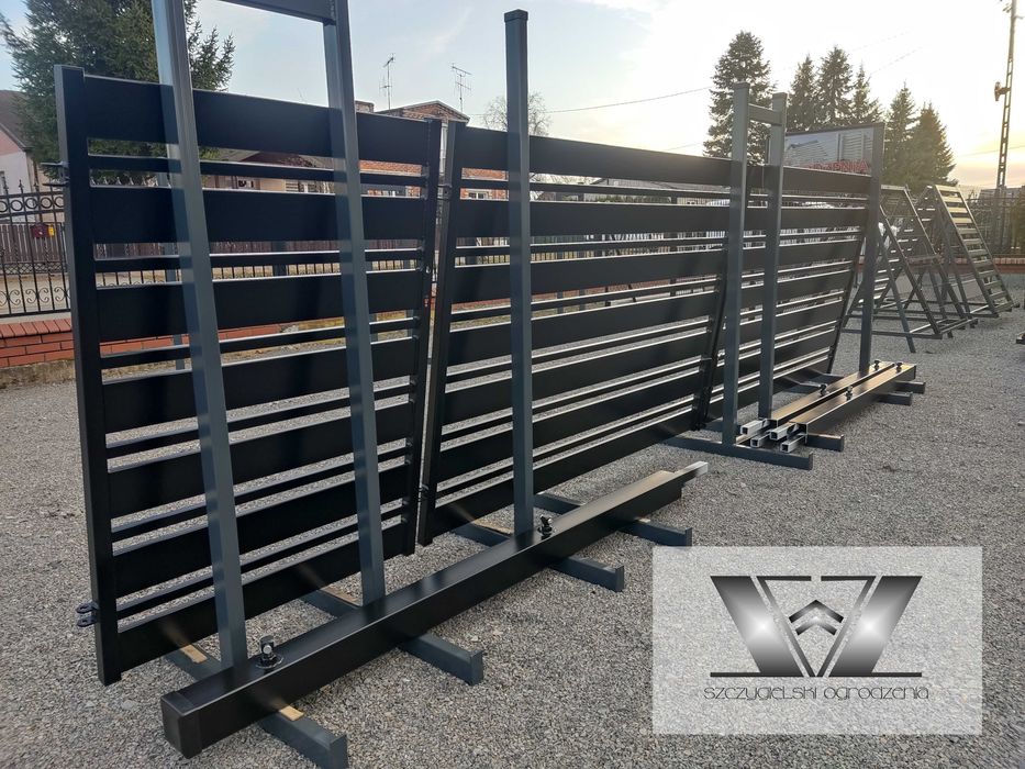 Brama wjazdowa dwuskrzydłowa nowoczesna palisada 1,4x4/120-30 MIX smb