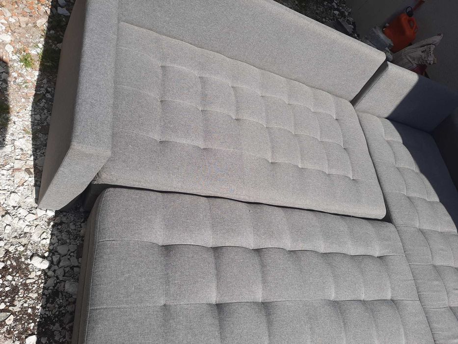 Rogówka narożnik prawy lewy z schowkiem + podnóżek 200x150 szara