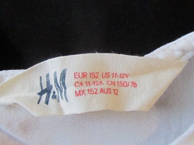 H&M Biała bawełniana bluzka haftowana boho neonowa 152 11,12L