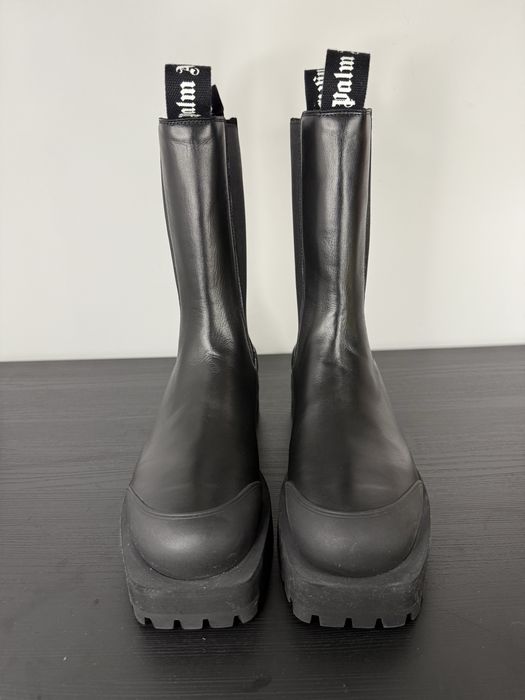 czarne skórzane botki Palm Angels Chelsea Combat Ld99