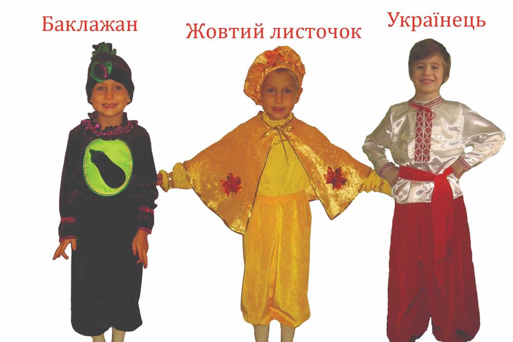 Продам костюми баклажан, гриби мухомор, боровик, козеня, їжачок, котик