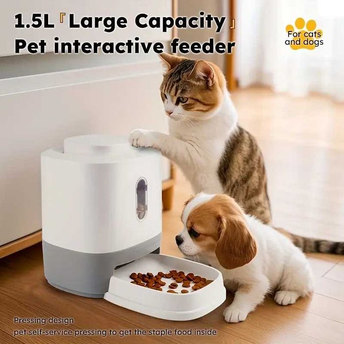 Dispensador Interativo de Ração para Gatos e Cães