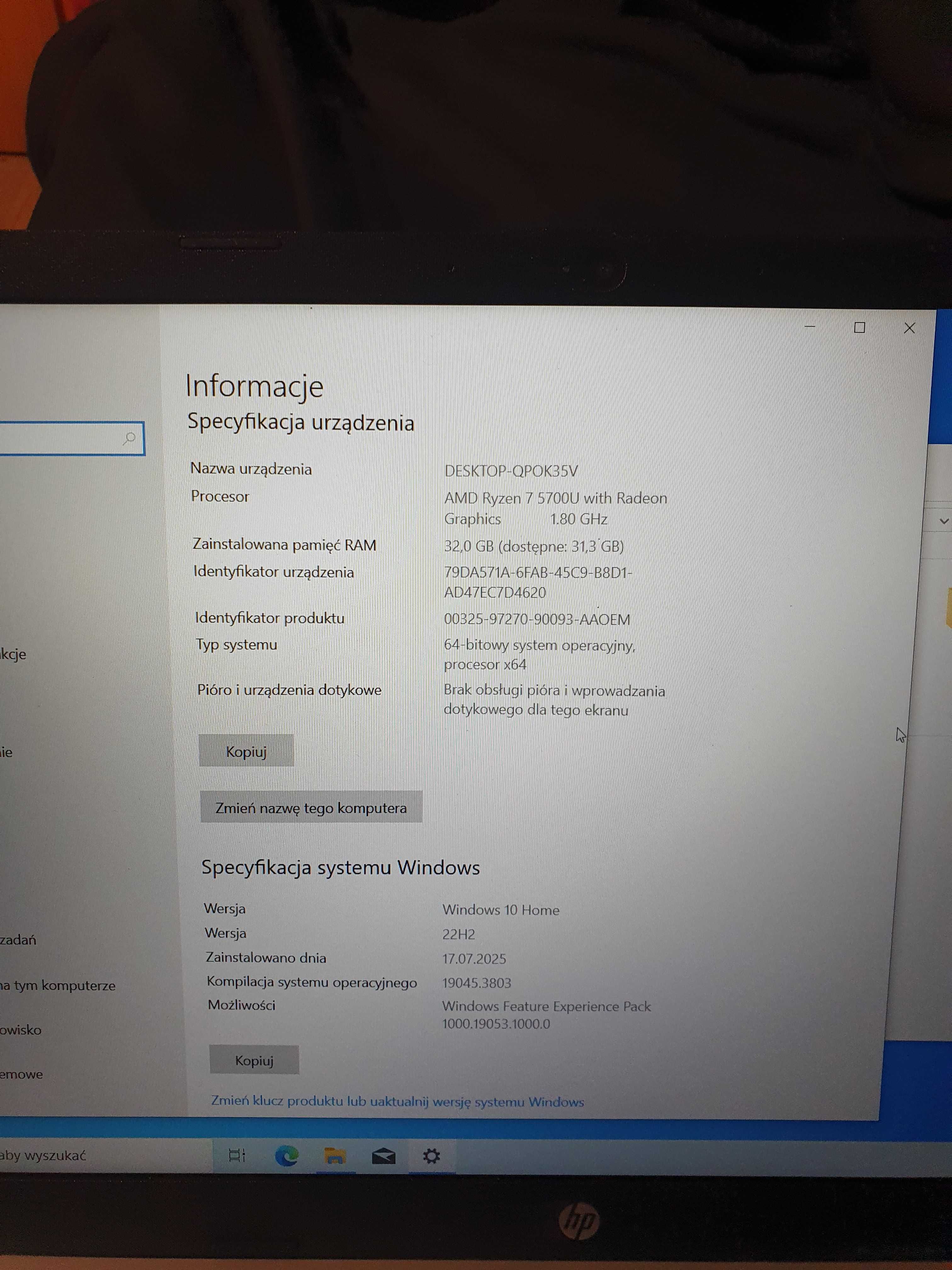 hp 15s ryzen 7 5700U Radeon 32GB ram