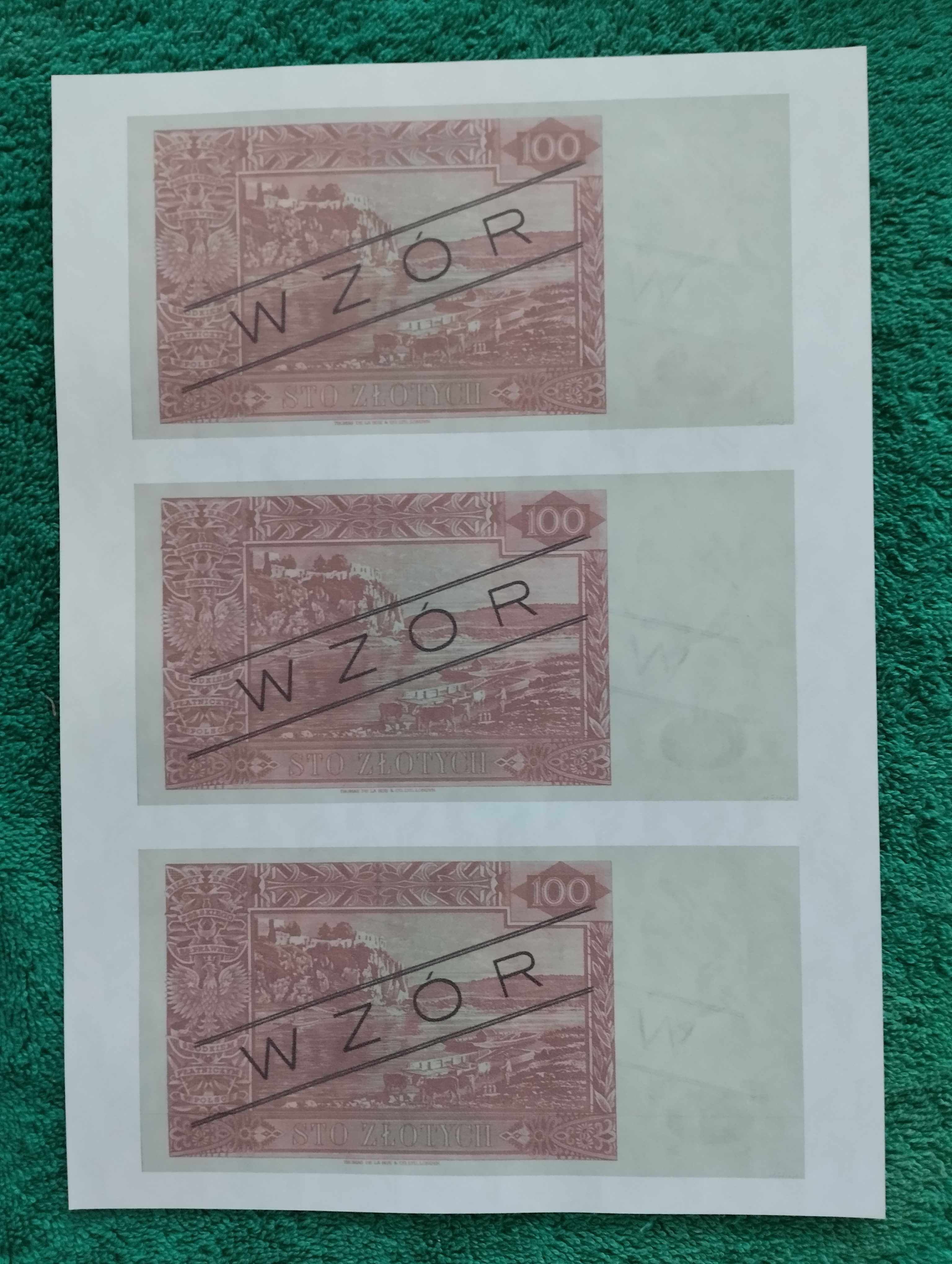 Polska 2x arkusz z 3 banknotami 50 i 100 złotych RZĄD NA UCHODZCTWIE