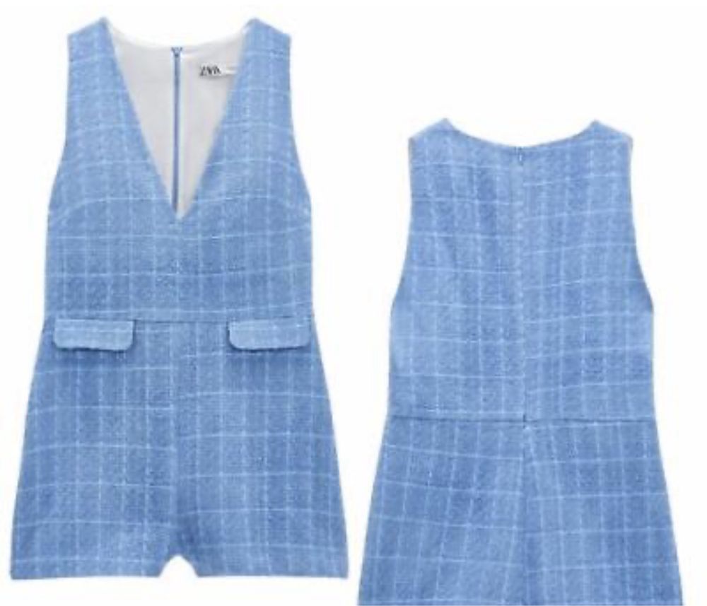 Zara комбінезон  плаття сарафан голубий С розмір твід