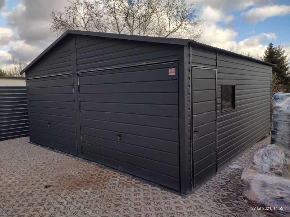 Garaż blaszany antracyt , 6x5,8 - 35m2 Blaszak, +okno, drzwi, PROMOCJA