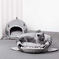 Cama Casota Almofada para animais Cão Gato em formato Tubarão NOVO