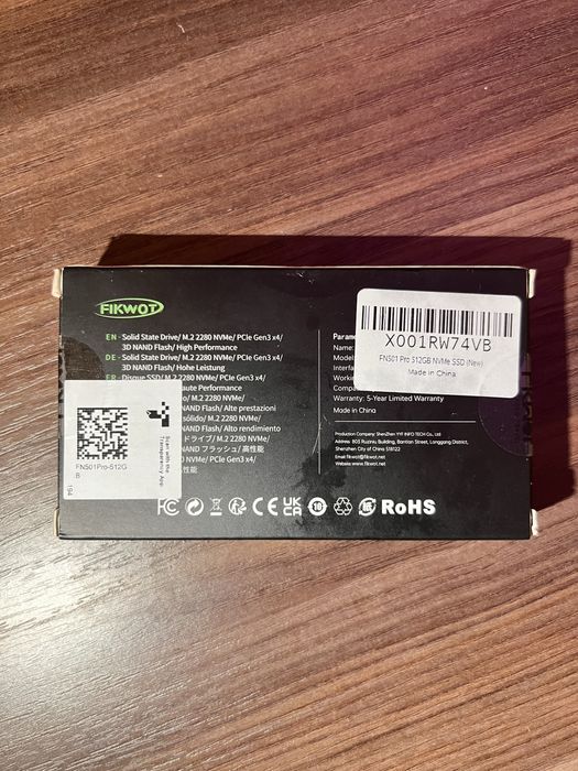 Продаю SSD 512GB M.2 NVMe FIXWOT FN-501 Pro