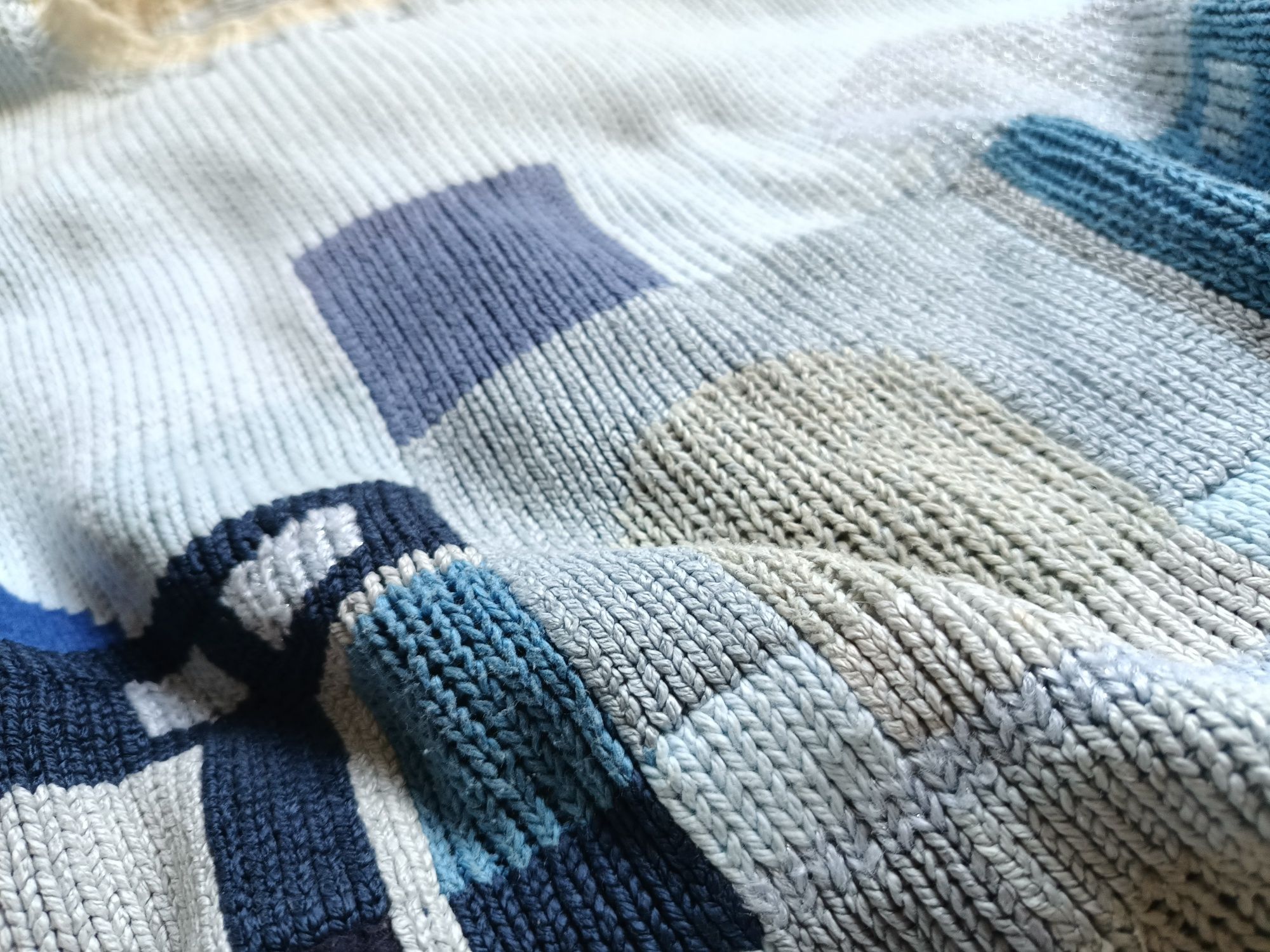 Retro vintage sweter unikat z ciężkiej wełny z jedwabiem L