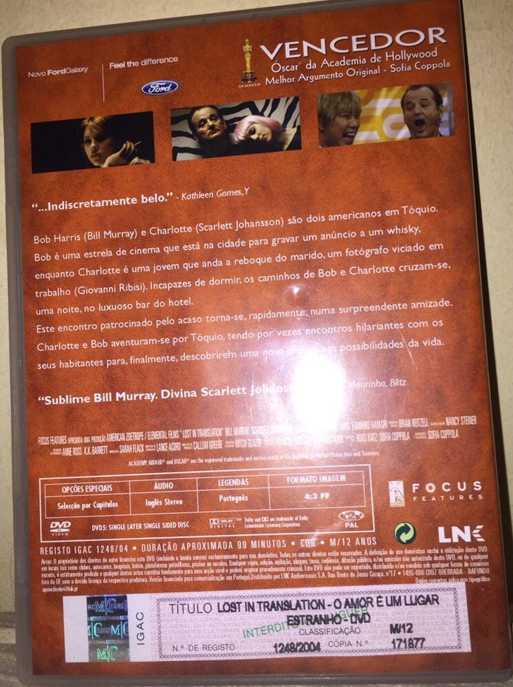 DVD Lost in Translation (O amor é um lugar estranho)