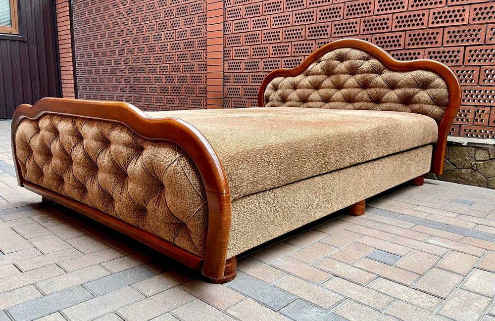 Розкішне 2-сп. ліжко + підйомний мех-м + ящик, інкрустація -ДЕРЕВО