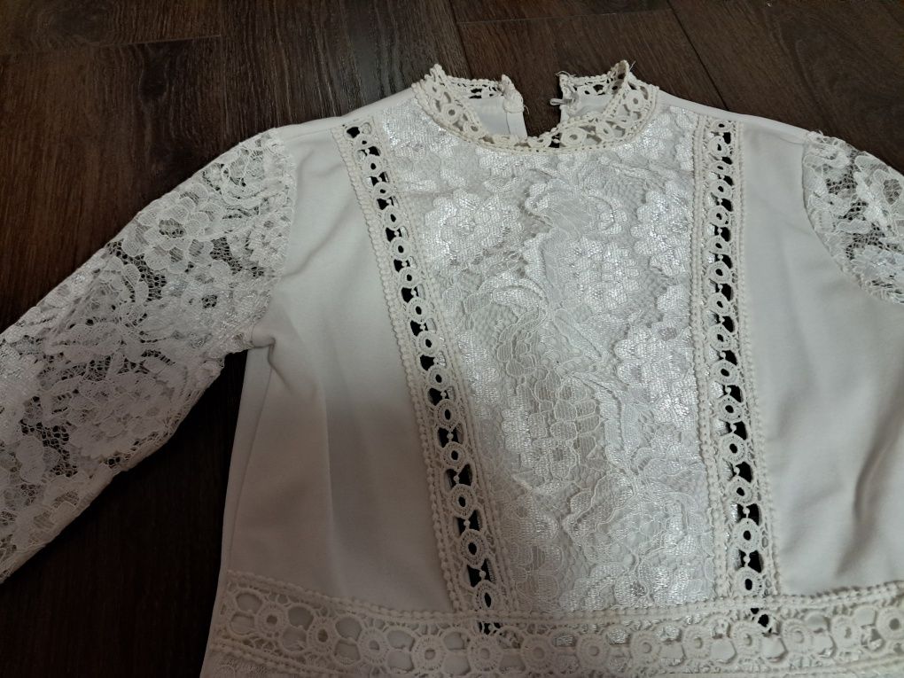 Biala elegancka koronkowa bluzka S, M