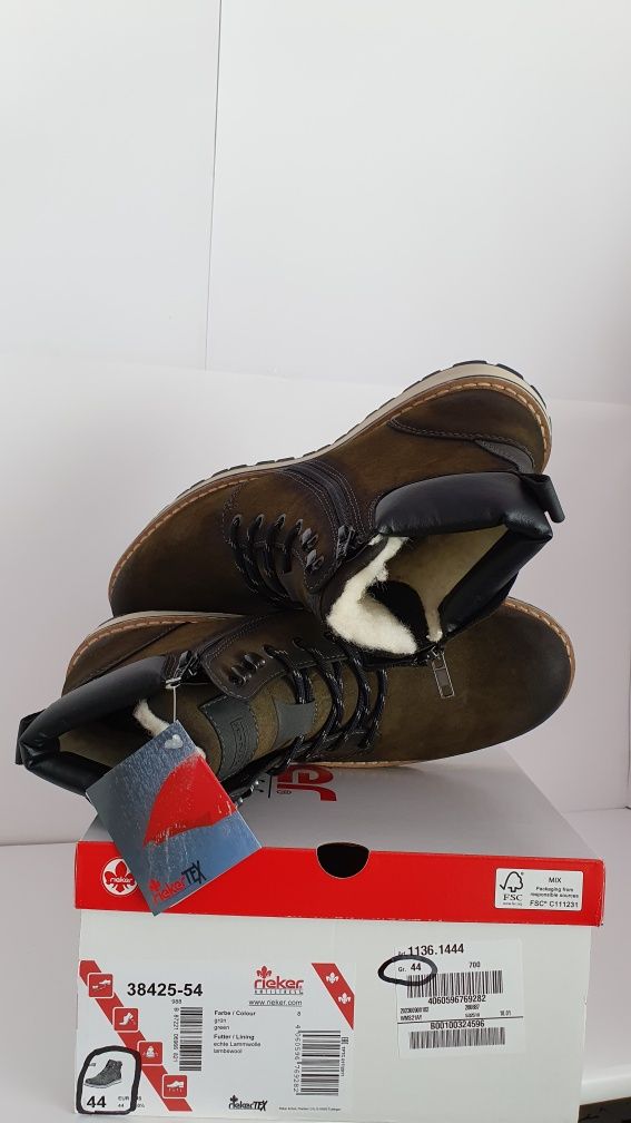 Buty nowe męskie zimowe Rieker ocieplane w rozmiarze 44