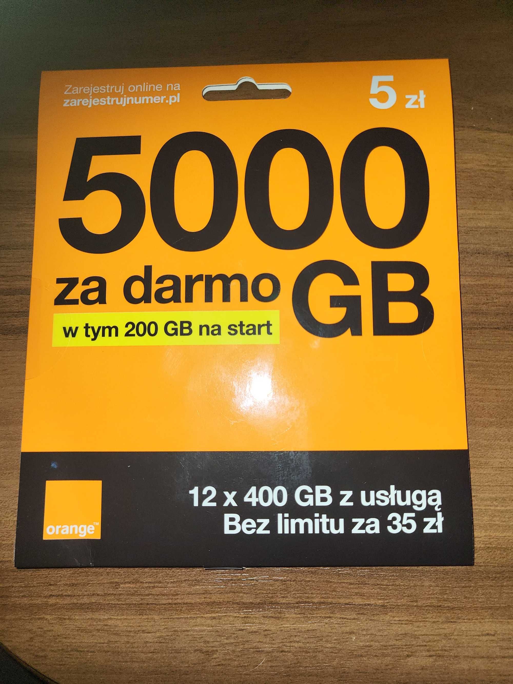 STARTER Orange 5zł 5000 GB 200 GB na start karta prepaid, nowy pack