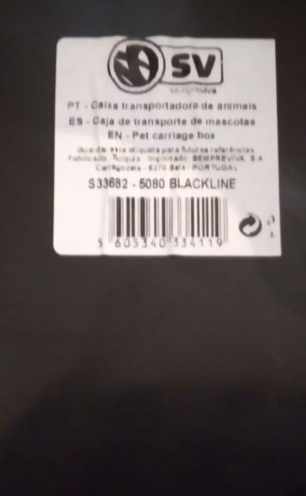 Caixa de transporte nova, marca  SV