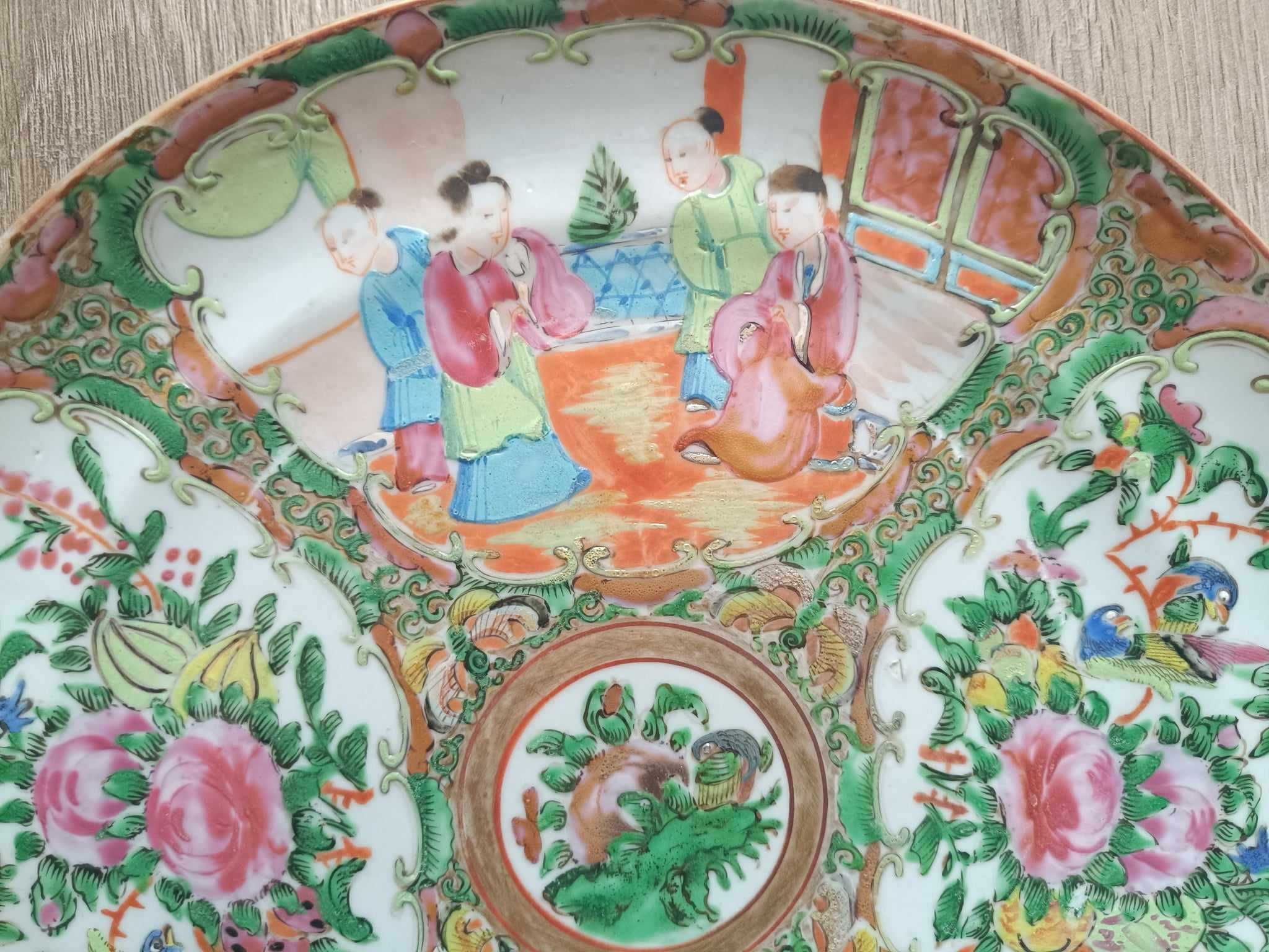 Stary talerz - Canton Famille Rose Medallion - XIX w. Chiny