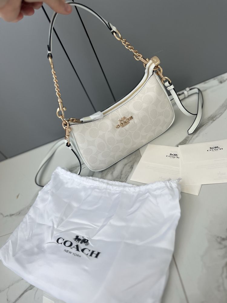 Сумка брендова COACH Teri в біло молочному кольорі