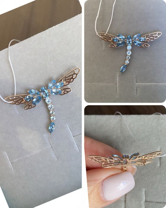 Сережки золото топаз гранат