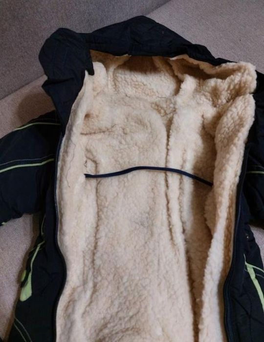 Комбінезон трансформер на овчині з капюшоном, царапками, пінетками на