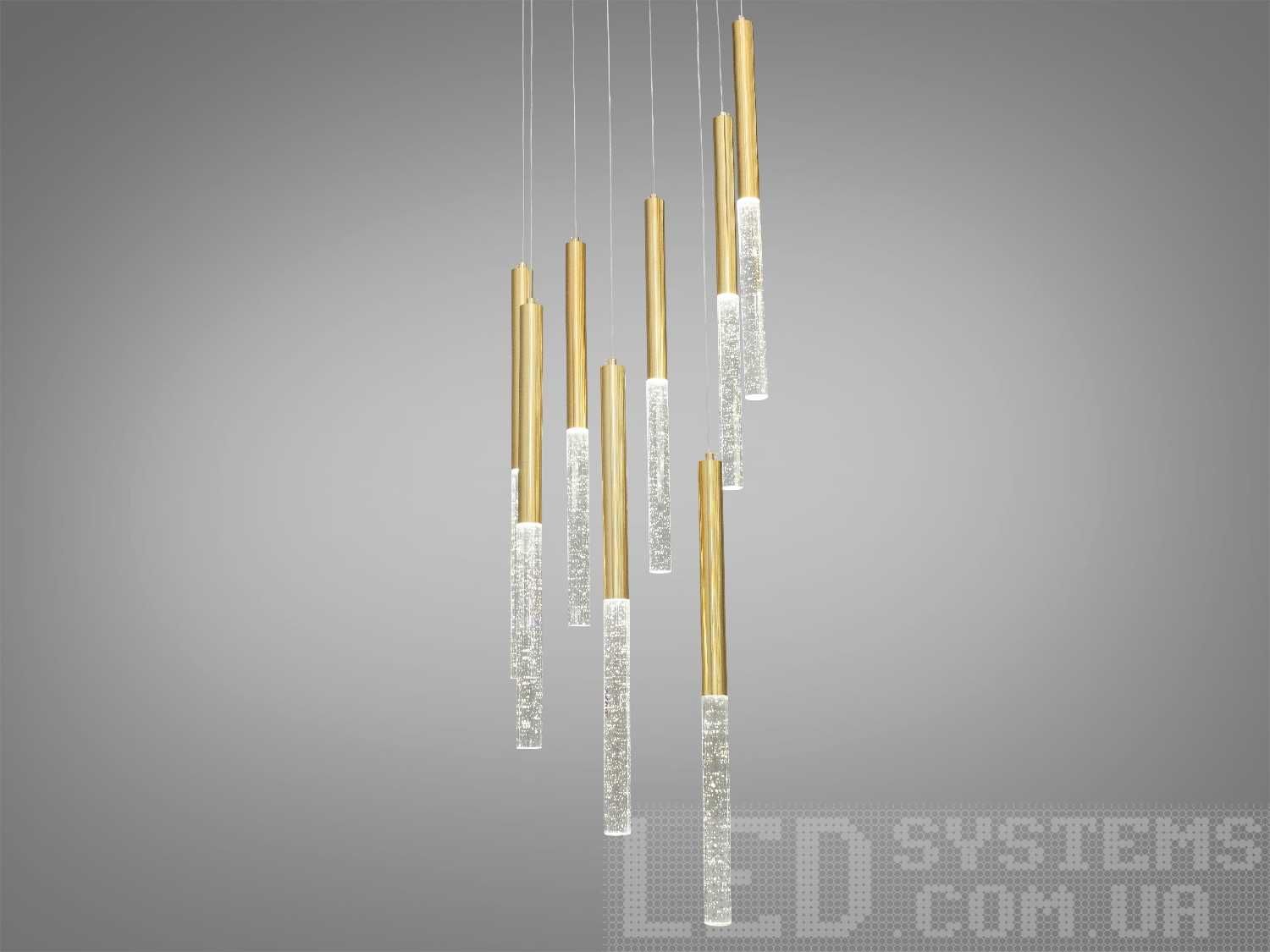 Сучасна LED люстра для залу з LED підвісами, колір золото, 24W 3007/8G