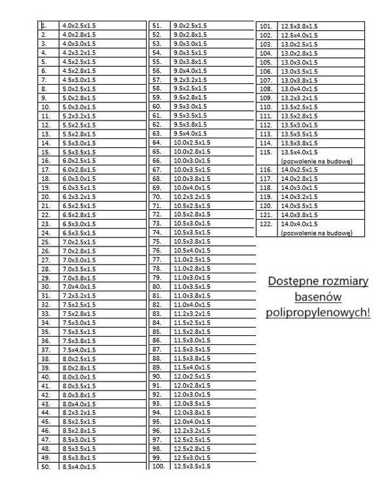 Polipropylenowy basen Mallorca 14x3.8x1.5m bezpośrednio od producenta