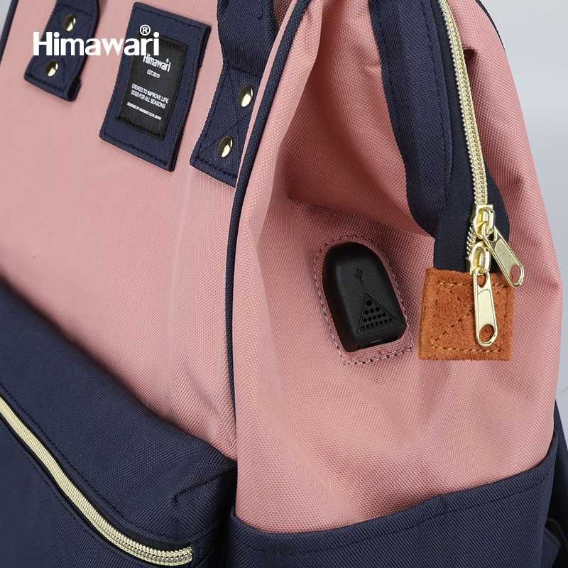 Plecak szkolny Himawari Classic M granatowo różowy USB