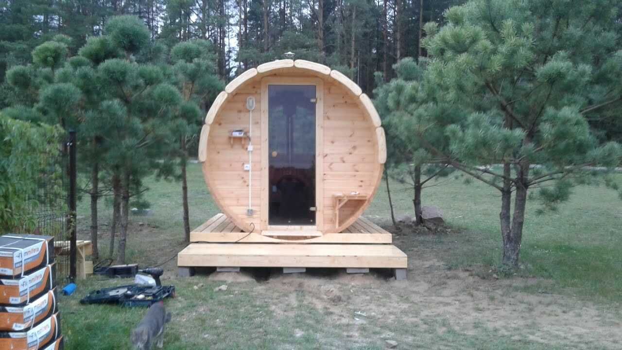 Sauna Beczka 300cm Ogrodowa Wolnostojąca - od Producenta z Litwy !