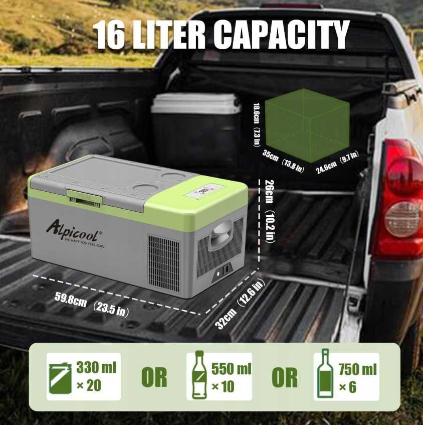 Lodówka Turystyczna 15L Alpicool Y-16 Przenośna Kempingowa USB 12/24 V