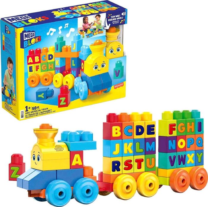 Конструктор Мега блокс поїзд музичний алфавіт MEGA BLOKS ABC Train