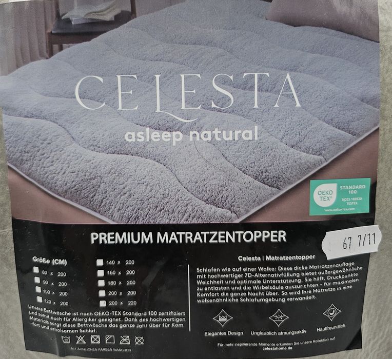 Szary milutki koc nakładka na materac premium 200x220 cm Celesta