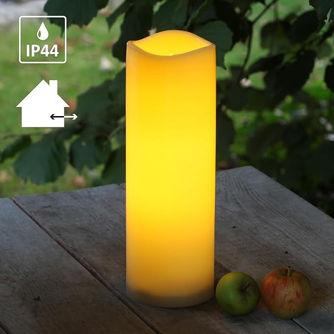Świeca LED  z pilotem, kremowa, zewnętrzna, 30 cm