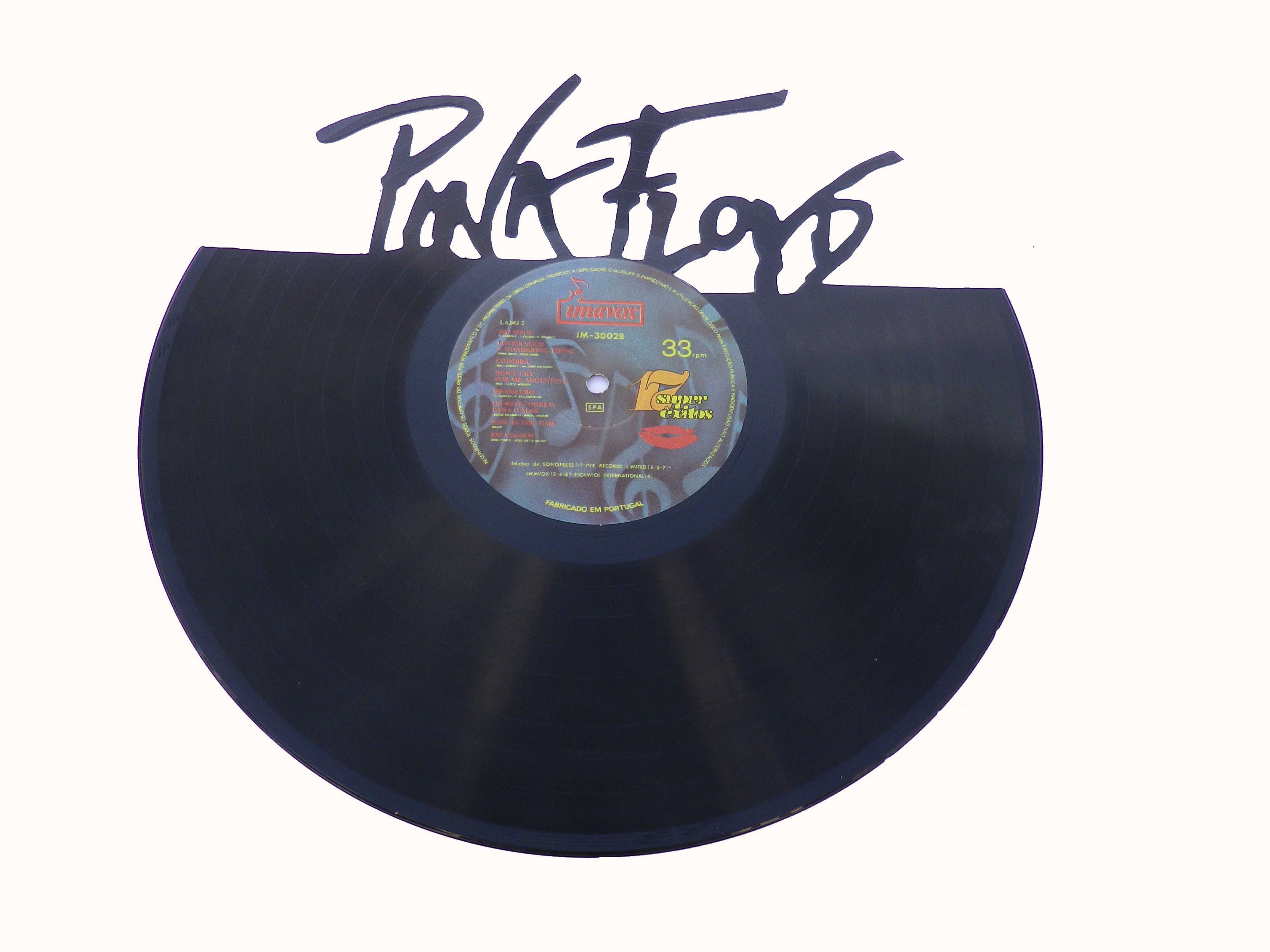 Silhueta Decorativa Pink Floyd feita de disco de vinil LP