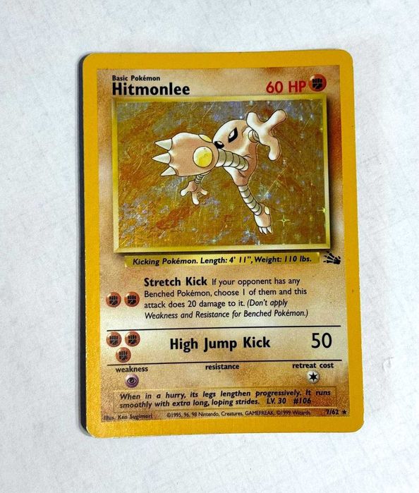 Hitmonlee Holo 7/62 Rara Fossil - Carta Original Pokémon TCG