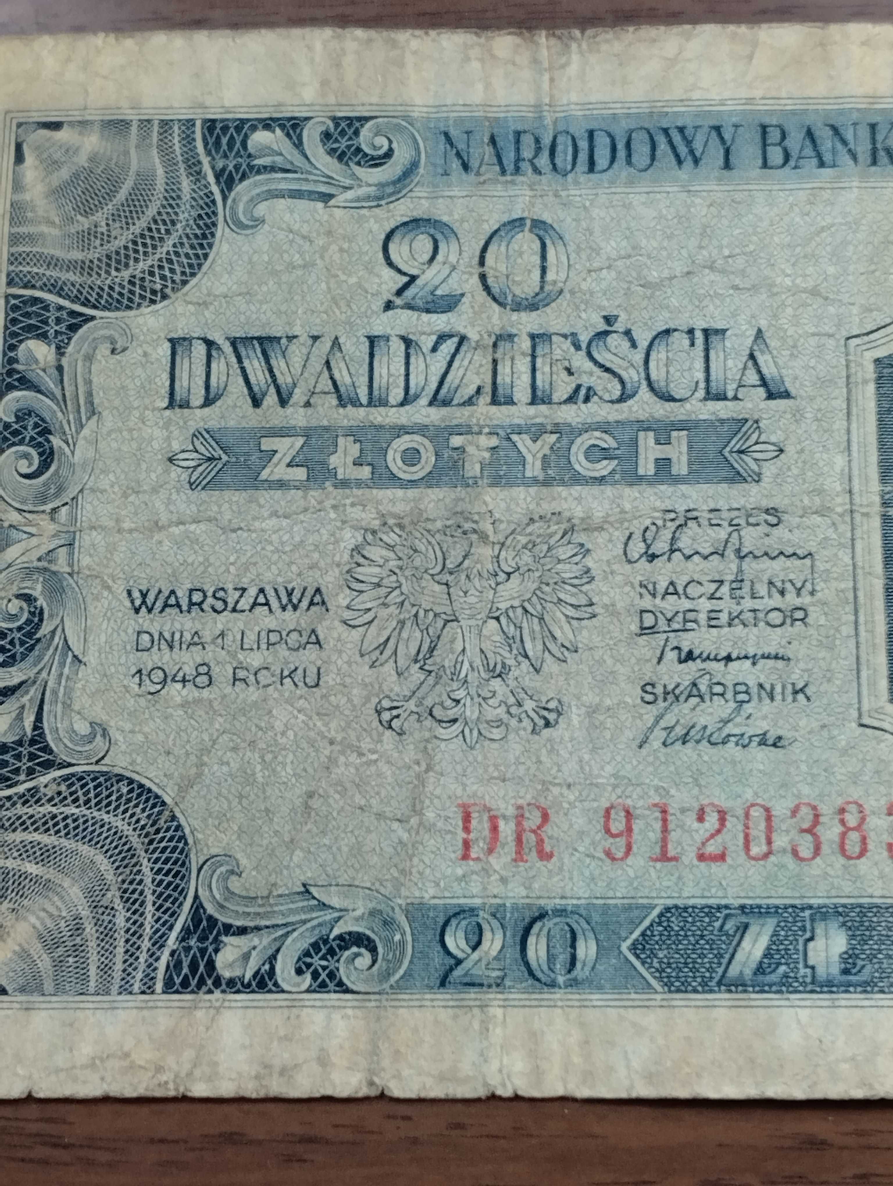 Nota rara de 20 Zlotych de 1948 Polaca