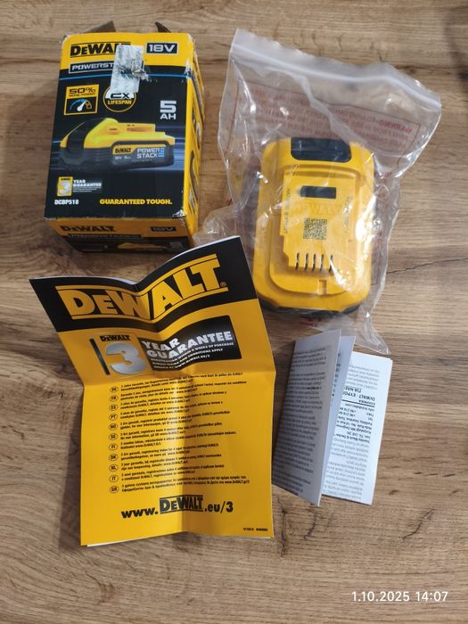 Akumulator Dewaltf 18V DCBP518
Akumulator 5AH 18V XR POWERSTACK
Aku