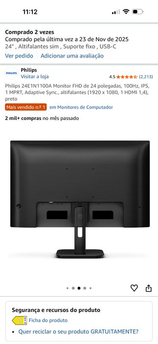 ** PARA REPARO - Monitor Philips confirme detalhes nas imagens.
