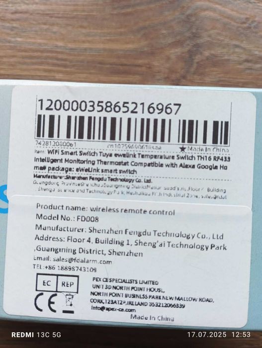 Inteligentny włącznik Wifi 16A 3000W czujnik temperatury monitorowania
