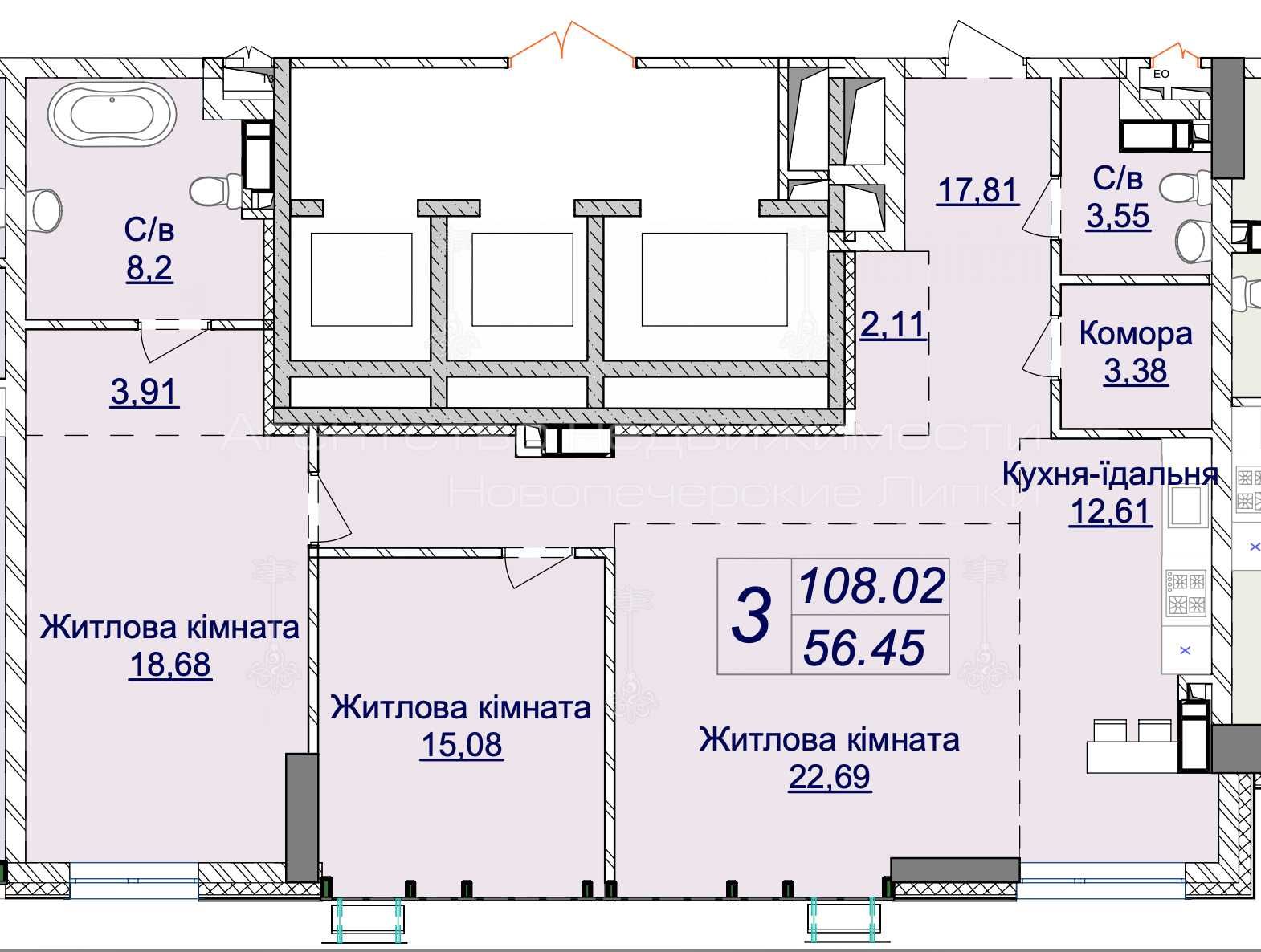 ЖК Новопечерські Липки 3к 110м2