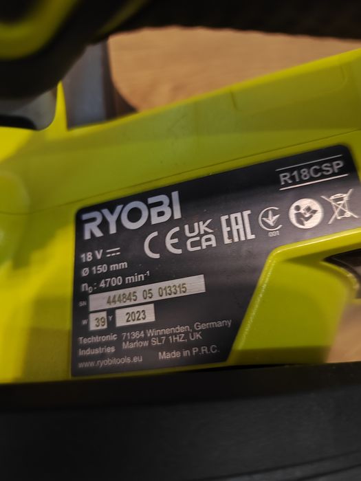 Akumulatorowa Piła Tarczowa RYOBI 18 V 150mm, rok 2023.

Stan
