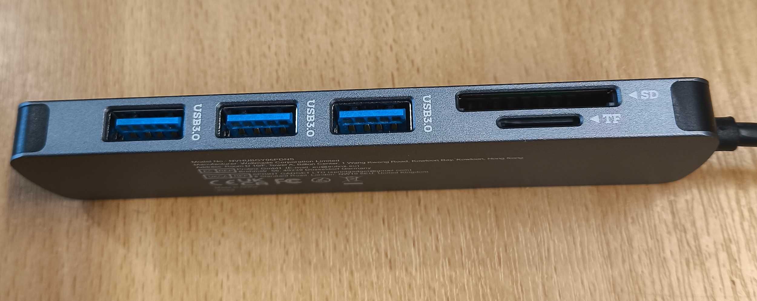 NOVOO USB C Hub 6w1 HDMI Adapter 100W PD 4K, 2 USB 3.0 SD/Micro [2428]