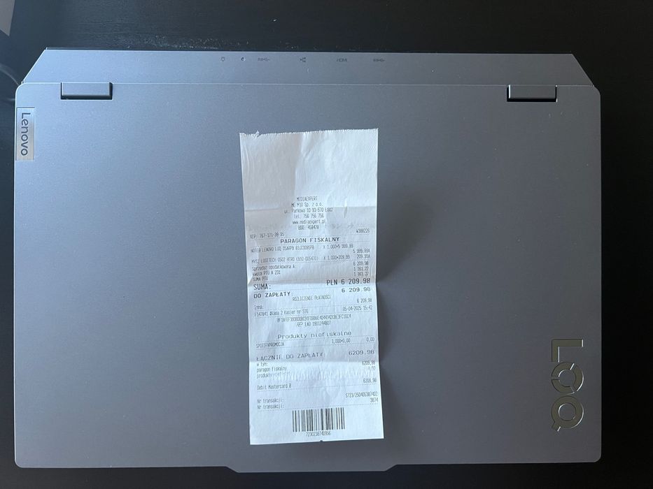 Laptop Gamingowy Lenovo LOQ 15ARP9 15,6"nowy, bez śladów użytkowania
