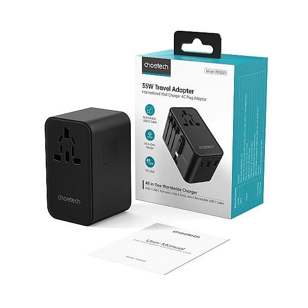 Adapter podróżny Choetech PD5020/35W EU / US / AUS / UK z wbudowanym k