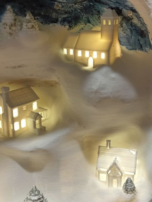 Dekoracja LED z druku 3D – podświetlana zimowa sceneria